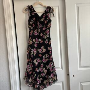 VTG New York & Company Floral Slip Dress Black Floral Whimsigoth 90s Y2K 4